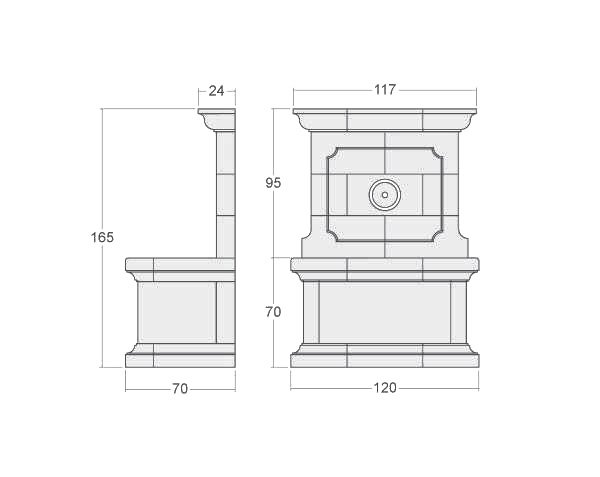 Fontaine de village en pierre - Schéma technique 120 cm