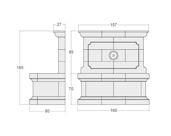 Village stone fountain - Technical plan 160 cm