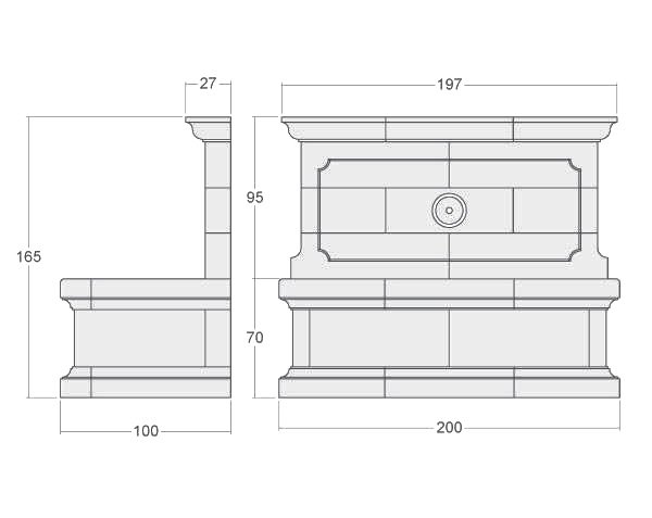 Village stone fountain - Technical plan 200 cm