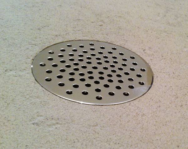 Drain for shower tray in Burgundy limestone