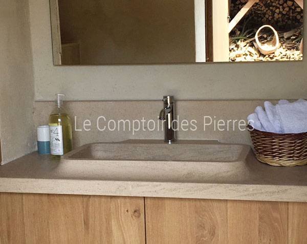 Contemporary Sink in Burgundy Limestone Charmot Light Honed