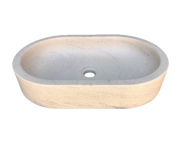 Oval Stone Basin from Burgundy - Charmot Light Honed