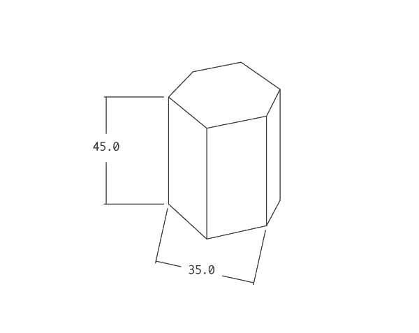 Stone stool - Technical plan HEXAGONAL - 45 x 35 x 35 cm