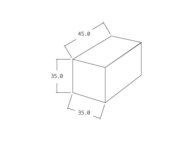 Stone stool - Technical plan RECTANGULAR - 45 x 35 x 35 cm