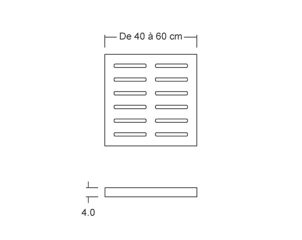 Modèle PARALLELE - De 40 à 60 cm - Schéma technique Modèle PARALLELE - De 40 à 60 cm - Schéma technique