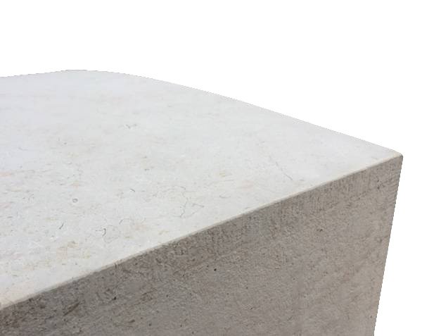 Rounded tombstone - Comblanchien Light Honed finish and Chiseled Bush hammered on the sides