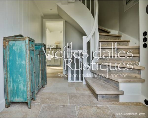 Dallage ancien en pierre nuancé