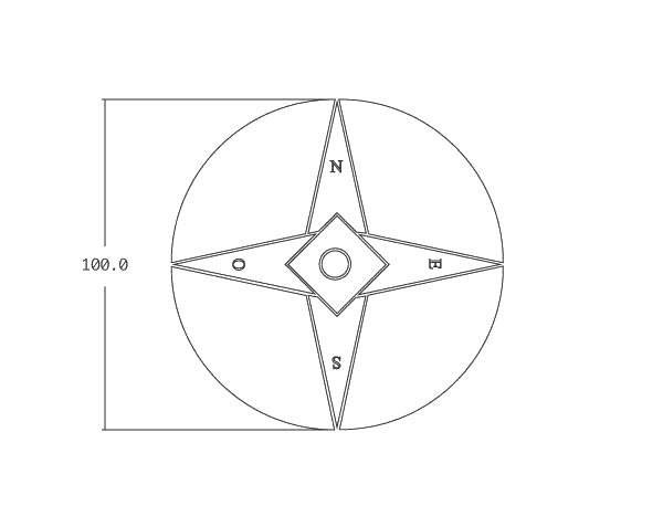 Rose window in limestone - Technical plan Round 100 cm.