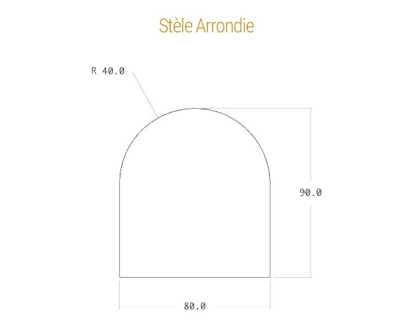 Rounded headstone - Technical plan