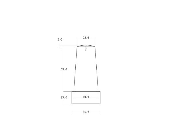 Limestone bollard - Technical plan 57 cm