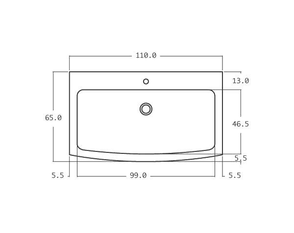 Old stone sink - Technical plan 110 cm