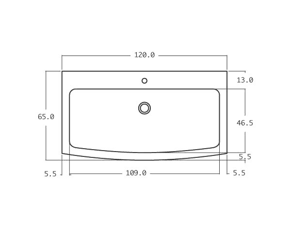 Old stone sink - Technical plan 120 cm