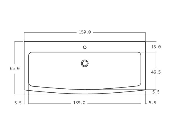 Old stone sink - Technical plan 150 cm