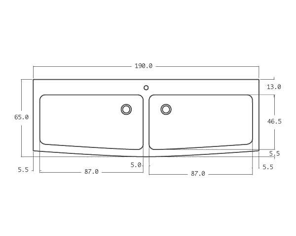 Outdoor stone sink 2 bowls - Technical plan 190 cm