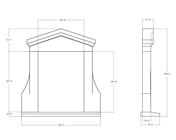 Roof window in natural stone - Technical plan