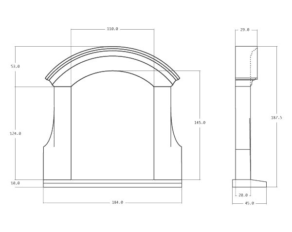 Bulged stone dormer - Technical plan