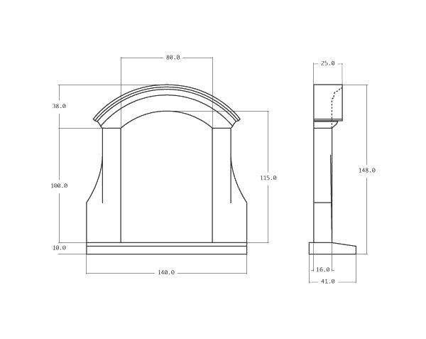 Lucarne arrondie en pierre - Schéma technique Lucarne arrondie en pierre - Schéma technique