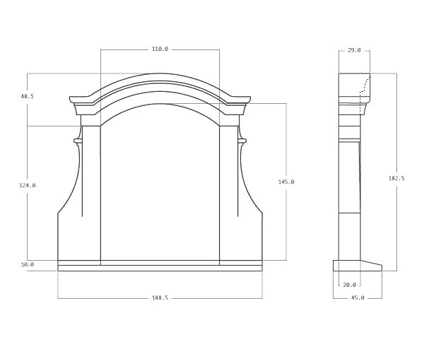 Stone dormer with mouldings - Technical plan