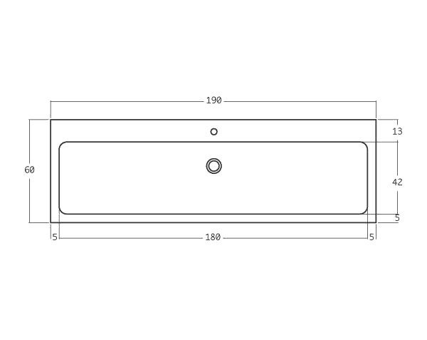Evier en pierre 1 bac - Schéma technique 190 cm