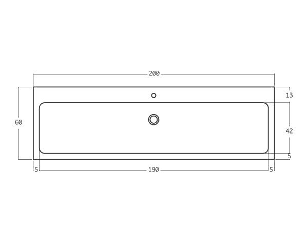 Evier en pierre 1 bac - Schéma technique 200 cm