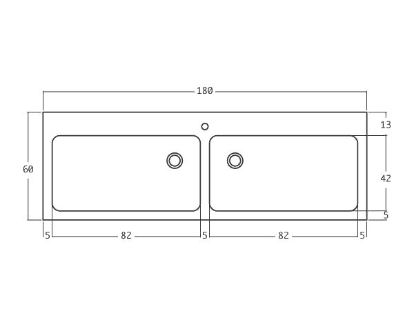 Aigues 2 bowls - Limestone Sink - Technical plan 180 cm
