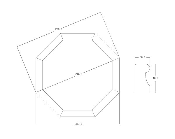 Round Stone Fountain – Octagonal Model - Technical plan 250 cm