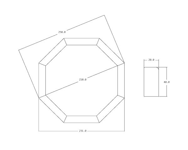 Provence Basin in Stone - Technical plan Octagonal Model Diameter 250 cm