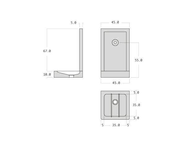 Wall-Mounted Rectangular Stone Fountain – Technical plan