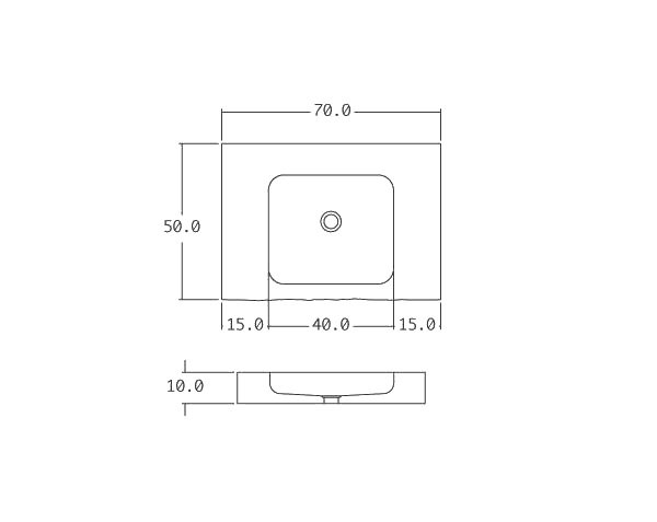 Bathroom Sink - Technical plan 70 cm