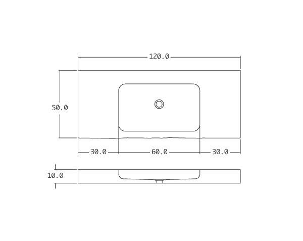 Evier Salle de bain - Schéma technique 120 cm