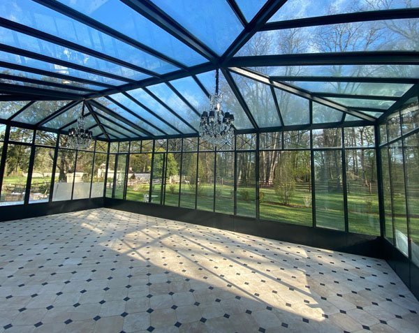 Cabochon flooring - Burgundy limestone, antique finish. Cabochon flooring - Burgundy limestone, antique finish.