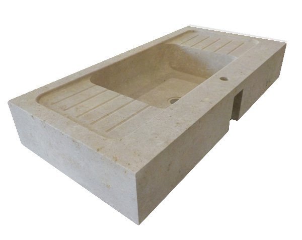 Freestanding Kitchen Limestone Sink - Lanvignes Golden-Yellow Aged