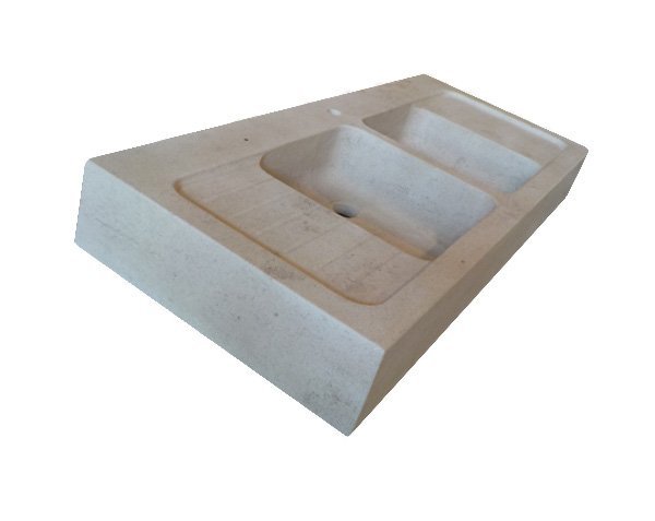 2 bowls sink - Beige color - Charmot Light Honed 2 bowls sink - Beige color - Charmot Light Honed