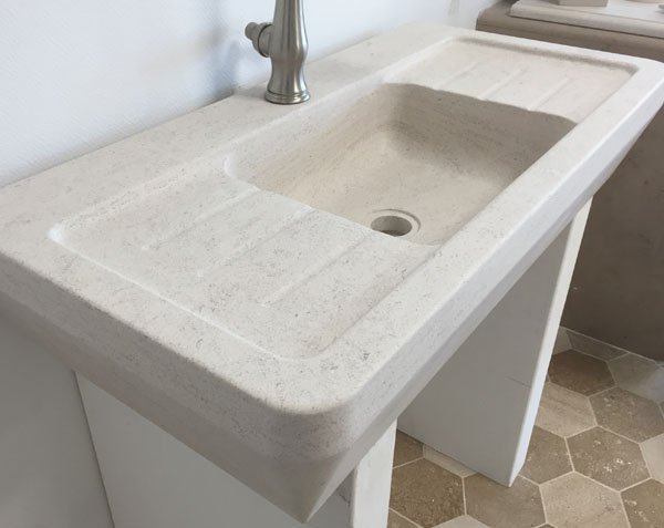 Lavabo extérieur en pierre - Charmot Clair Adouci Lavabo extérieur en pierre - Charmot Clair Adouci