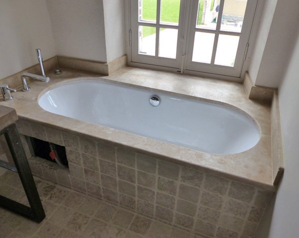 Tablier de baignoire en pierre naturelle - Lanvignes Doré-Jaune Vieilli