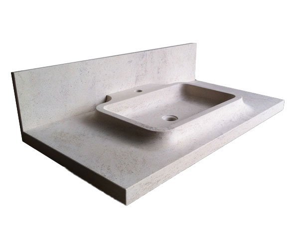 Washbasin with vanity top - Charmot Light Honed finish