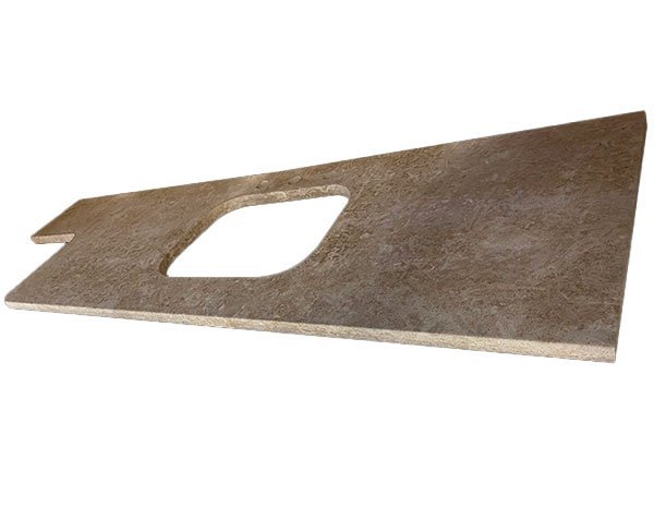 Meuble plan vasque sur mesure en pierre d'Ampilly Tigré Vieilli