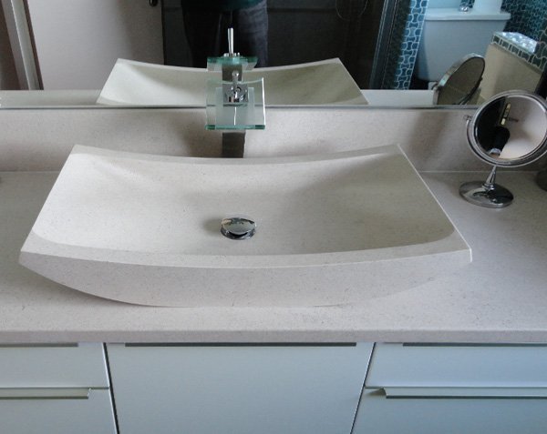 Plan vasque sur mesure en pierre - Charmot Clair Adouci