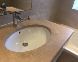 Limestone vanity top - Golden Charmot Honed finish Limestone vanity top - Golden Charmot Honed finish