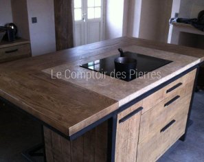 Ilot central en pierre naturelle - Lanvignes Doré-Jaune Vieilli