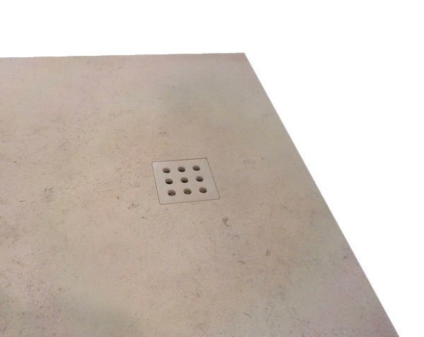 Custom-made shower tray with grid - Charmot Light Honed