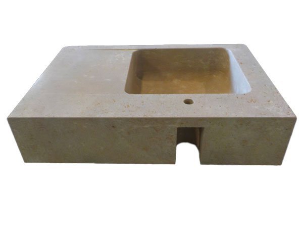 Old-fashioned Sink with countersunk recess for faucet - Lanvignes Golden-Yellow Aged Old-fashioned Sink with countersunk recess for faucet - Lanvignes Golden-Yellow Aged