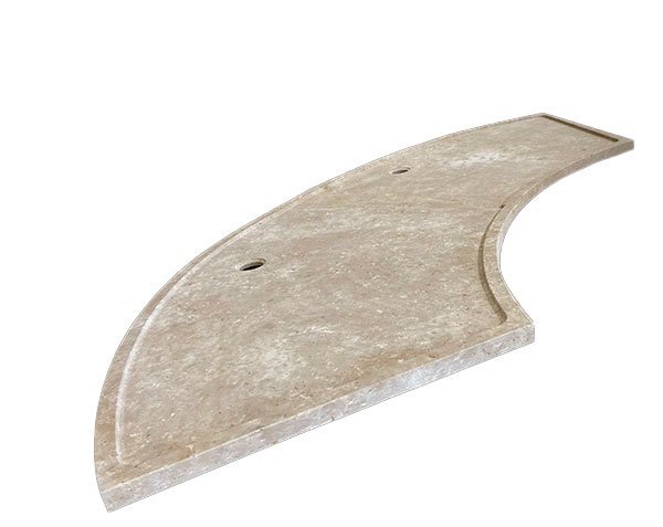 Custom curved shower tray in limestone - Lanvignes Golden-Yellow Aged Custom curved shower tray in limestone - Lanvignes Golden-Yellow Aged