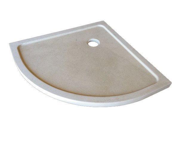 Rounded shower tray in Burgundy stone - Charmot Light Honed