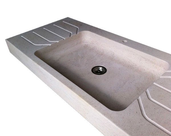 Contemporary kitchen sink - Charmot Light Honed