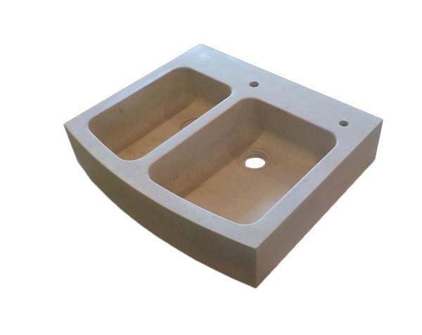 2-basin kitchen sink in stone - Charmot Light Honed