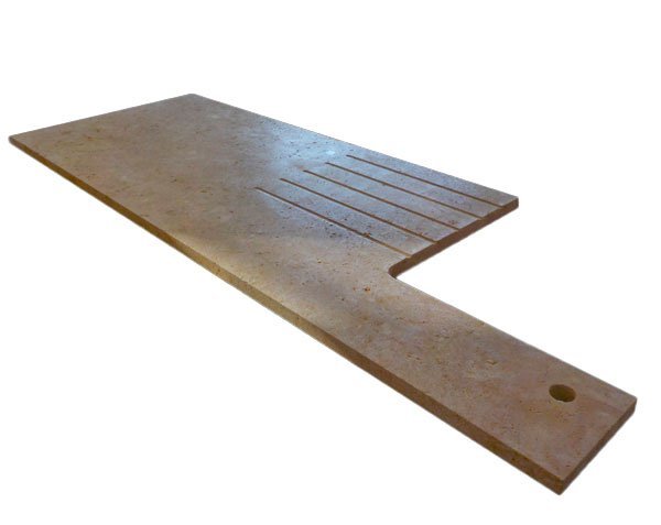 Kitchen countertop with drainer in stone - Lanvignes Golden-Yellow Aged