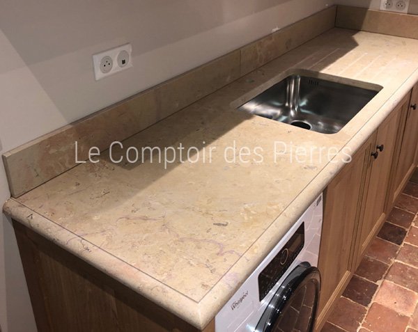 Stone countertop in Corton Adouci with drainer