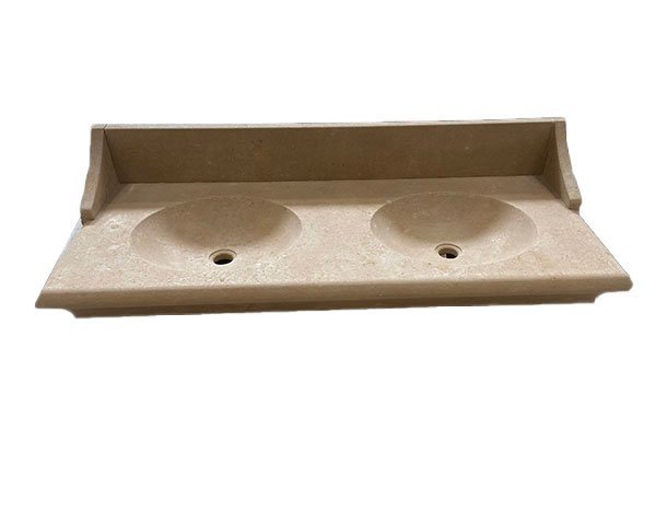 Vasque avec remontée arrière pour salle de bain - Crédence intégrée - Lanvignes Doré-Jaune Vieilli Vasque avec remontée arrière pour salle de bain - Crédence intégrée - Lanvignes Doré-Jaune Vieilli