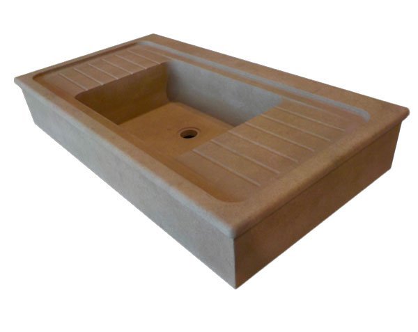 Sink with 2 drainboards - Charmot Golden Honed Sink with 2 drainboards - Charmot Golden Honed